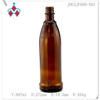 Long Amber Liquor Glass Bottle